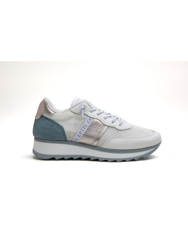 Deportiva mujer en piel cordón elástico - CETTI C-849 - blanco