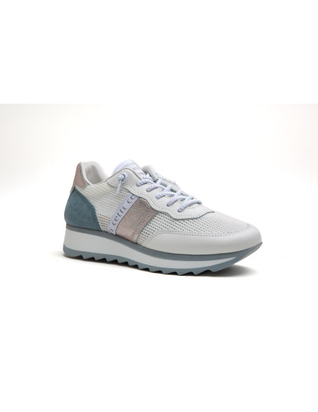 Deportiva mujer en piel cordón elástico - CETTI C-849 - blanco