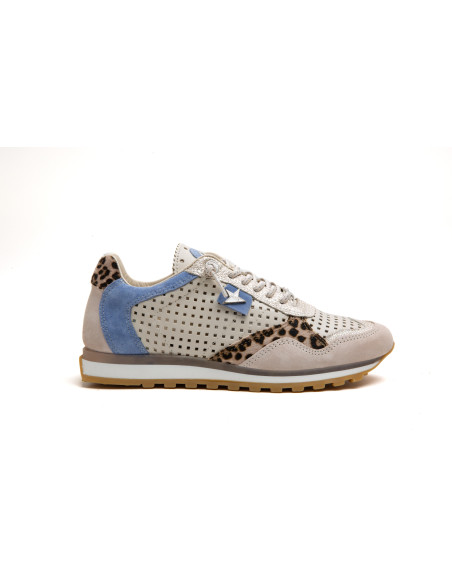 Deportiva mujer en piel perforada - CETTI 848 - beig