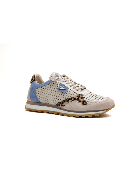 Deportiva mujer en piel perforada - CETTI 848 - beig