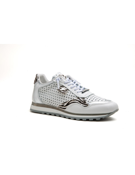 Deportiva mujer en piel perforada - CETTI 848 - blanco