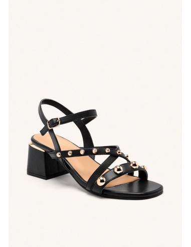 Sandalia piel tachas con tacón - GIOSEPPO 75196 - negro