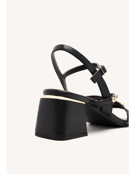 Sandalia piel tachas con tacón - GIOSEPPO 75196 - negro