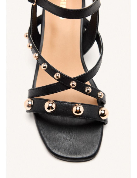 Sandalia piel tachas con tacón - GIOSEPPO 75196 - negro