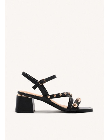 Sandalia piel tachas con tacón - GIOSEPPO 75196 - negro