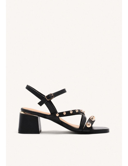 Sandalia piel tachas con tacón - GIOSEPPO 75196 - negro