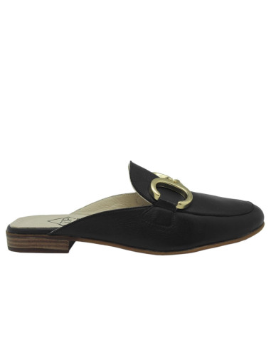 top3  - zueco negro plano - 23324