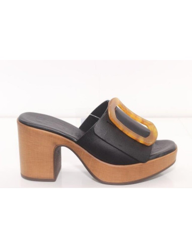 oh my sandals - zueco negro tacon - 5246