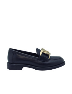 top3 - mocasin piel negro cadena - 23842