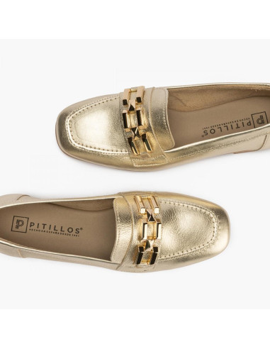 Pitillos - Mocasin metalizado oro -  5641