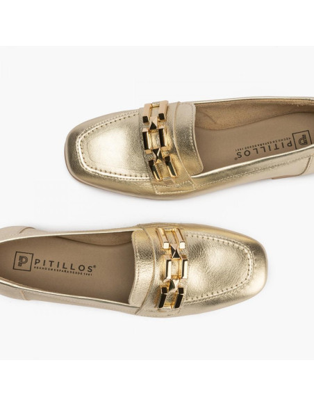 Pitillos - Mocasin metalizado oro -  5641