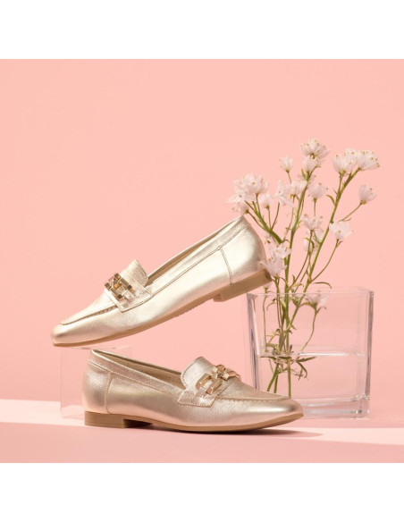 Pitillos - Mocasin metalizado oro -  5641
