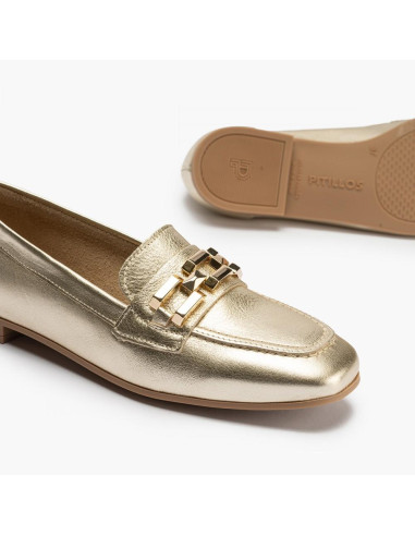 Pitillos - Mocasin metalizado oro -  5641
