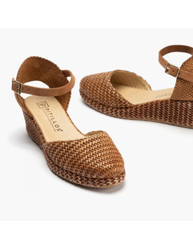 pitillos - sandalia rafia cuero - 5569