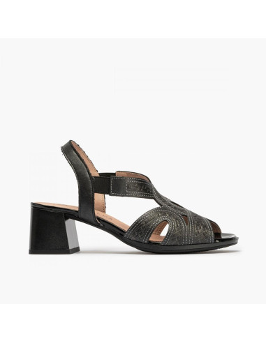pitillos - sandalia negro tacón - 5690