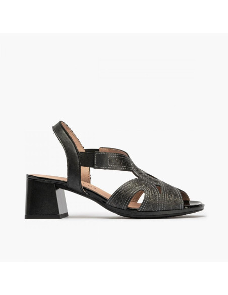 pitillos - sandalia negro tacón - 5690