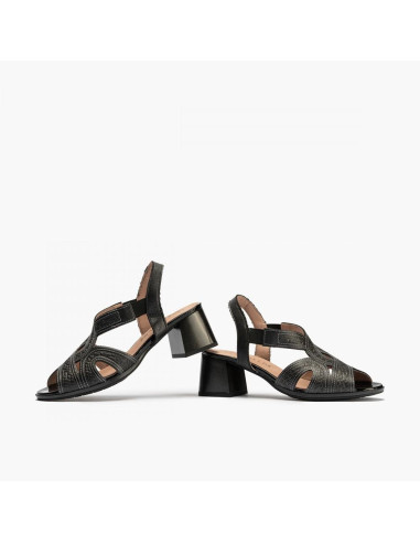 pitillos - sandalia negro tacón - 5690