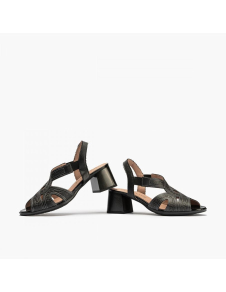 pitillos - sandalia negro tacón - 5690