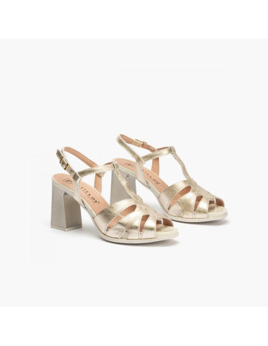 pitillos - Sandalia tacón dorada - 5702