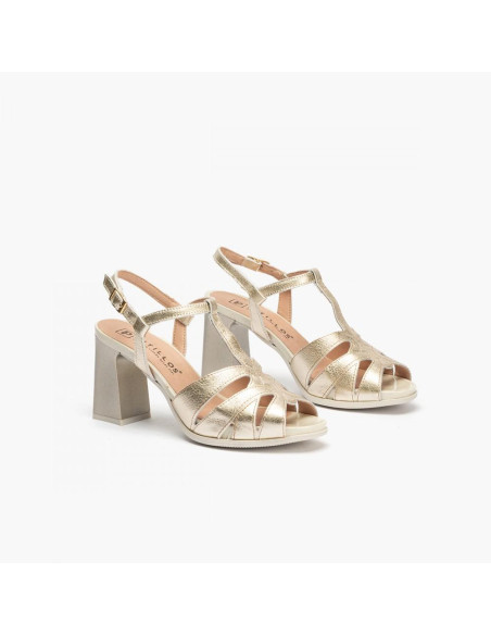 pitillos - Sandalia tacón dorada - 5702