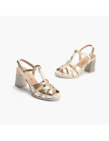 pitillos - Sandalia tacón dorada - 5702