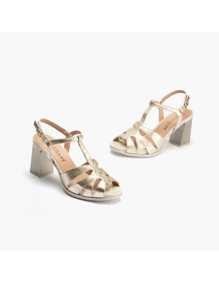 pitillos - Sandalia tacón dorada - 5702