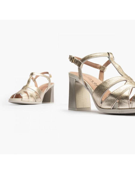 pitillos - Sandalia tacón dorada - 5702