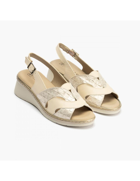 pitillos - sandalia crema cuña - 5681