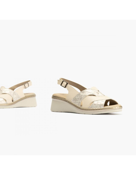 pitillos - sandalia crema cuña - 5681