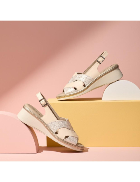 pitillos - sandalia crema cuña - 5681