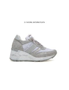 CETTI - zapatilla rejilla gris cuña - 1145