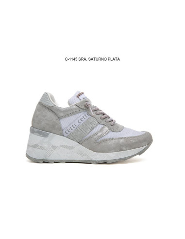 CETTI - zapatilla rejilla gris cuña - 1145