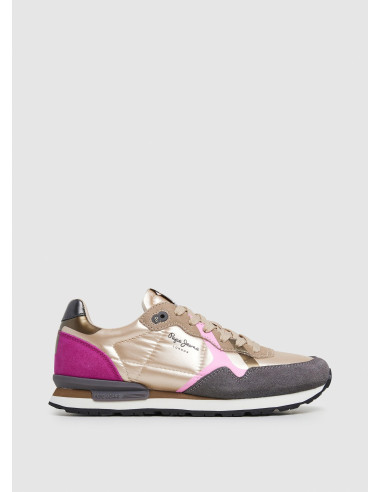 PEPE JEANS -Zapatilla metalizada platino - PLS40021