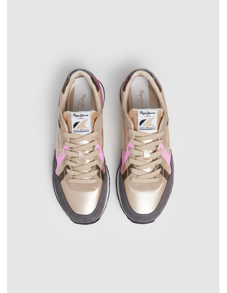 PEPE JEANS -Zapatilla metalizada platino - PLS40021