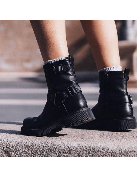 XTI - Bota hebillas negra - 142936