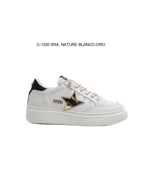 CETTI - Tennis blanco piel - C-1320