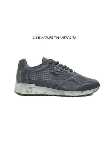 CETTI - Zapatilla piel negro - C848