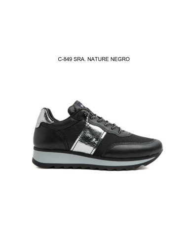 CETTI - Zapatilla piel negro -  C-849