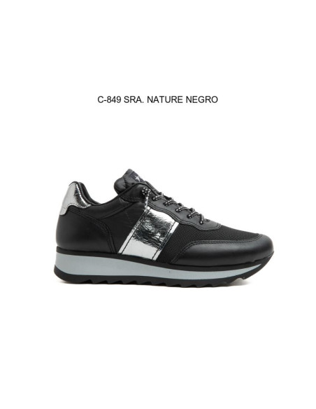 CETTI - Zapatilla piel negro -  C-849