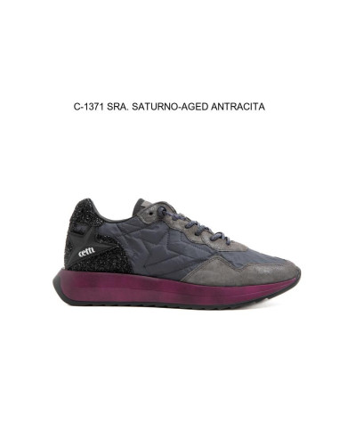 CETTI - Zapatilla piel negro combinada - C-1371