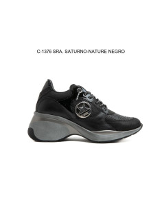 CETTI - Zapatilla ante negro con cuña - C-1376