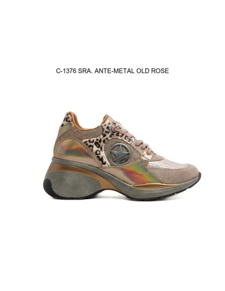 CETTI - Zapatilla combinada ante con cuña - C-1376