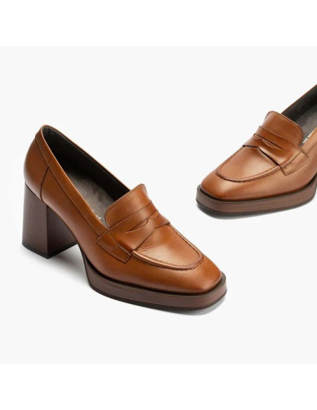 PITILLOS - Mocasin cuero tacon - 10190